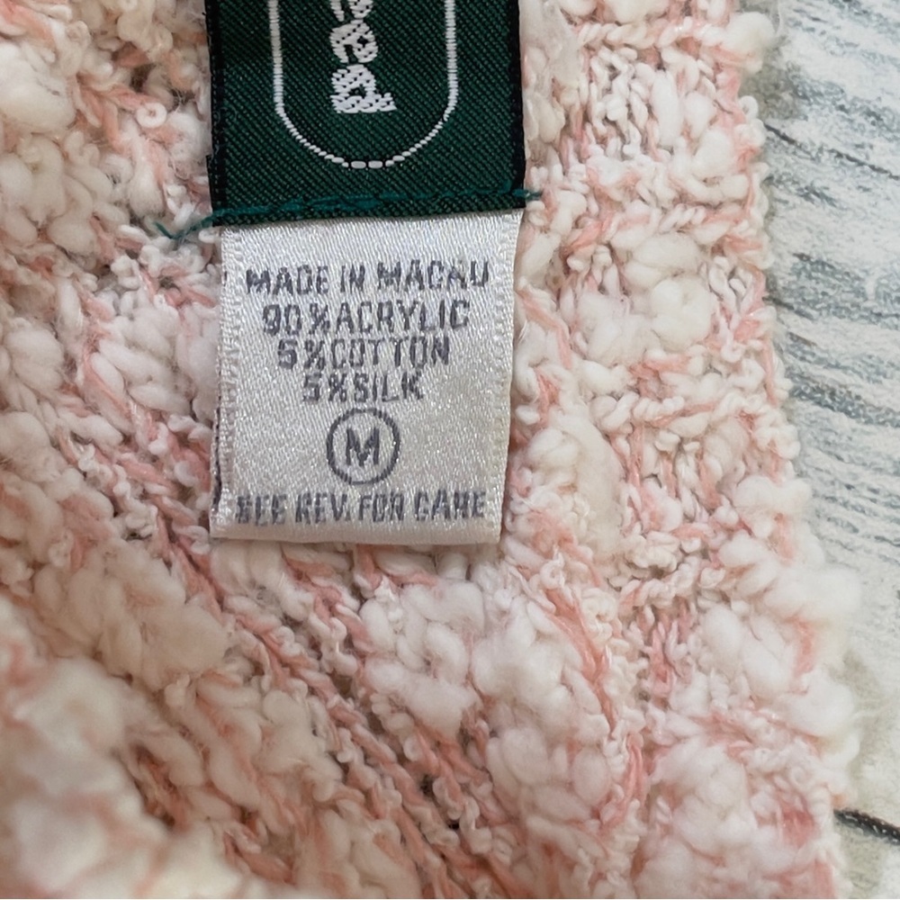Vintage Carroll Reed Pale Pink Back V-Neck Silk Blend Sweater Medium - Picture 7 of 8